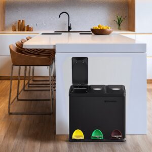 SONGMICS Kitchen Trash Can, 3 x 8 L, Small Capacity