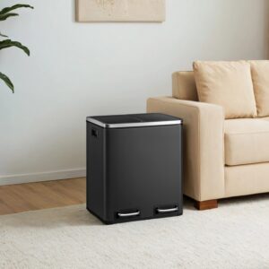 SONGMICS skraldespand 2 x 15 liter, affaldssorteringssystem med 2 rum, inklusive 15 affaldsposer