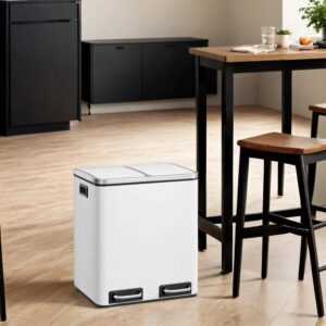 SONGMICS skraldespand 2 x 15 liter, affaldssorteringssystem med 2 rum, inklusive 15 affaldsposer