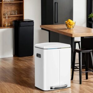 SONGMICS skraldespand 2 x 20 l, affaldssorteringssystem med 2 rum, affaldsspand i metal
