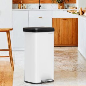 SONGMICS Kitchen Trash Can, 68 Liter Waste Bin, Metal Pedal Bin