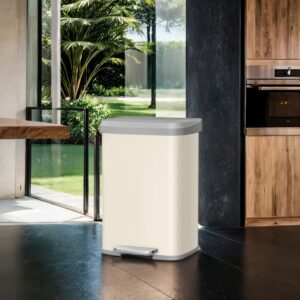 SONGMICS skraldespand, 50 liter affaldsspand, fodskraldespand af metal