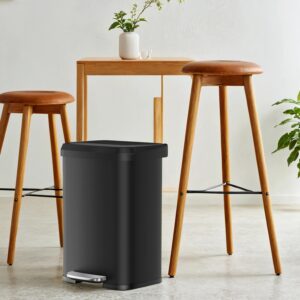 SONGMICS skraldespand, 50 liter affaldsspand, fodskraldespand af metal