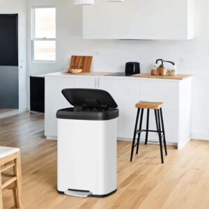 SONGMICS skraldespand, 50 liter affaldsspand, fodskraldespand af metal