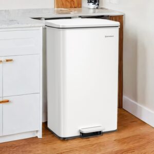 SONGMICS affaldsspand til k?kken, stor affaldsspand med l?g, af st?l