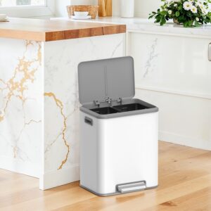 SONGMICS affaldssorteringssystem 2 rum til genbrug og restaffald, skyhvid