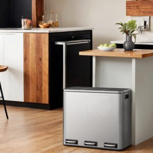 SONGMICS keittiön roskakori, 3 x 18 l, 3-osioinen jätteiden lajittelujärjestelmä