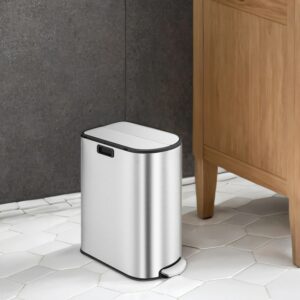 SONGMICS affaldssorteringssystem med 2 rum, metallisk s?lv