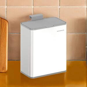 SONGMICS affaldsspand til oph?ngning, 8 L affaldsspand i st?l med l?g til organisk affald, til skabsd?r eller v?g