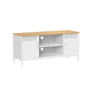 SONGMICS TV cabinet 120 cm long with doors and 3 adjustable shelves