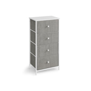 SONGMICS chest of drawers with 4 fabric drawers and metal frame, light gray-white