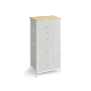 SONGMICS chest of drawers with 4 fabric drawers and metal frame in white oak color