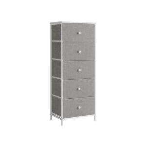 SONGMICS Chest of drawers with 5 fabric drawers, narrow, dove gray-cream white