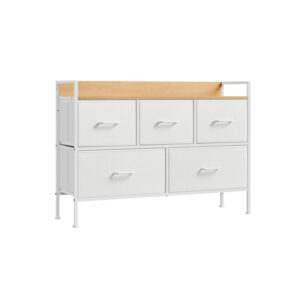 SONGMICS chest of drawers with 5 fabric drawers, cloud white-oak beige