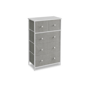 SONGMICS chest of drawers with 5 fabric drawers and metal frame, light gray-white