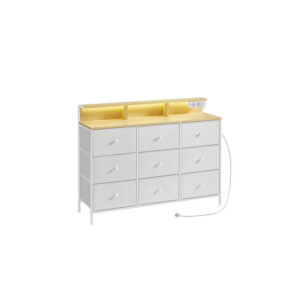 SONGMICS 9-drawer chest of drawers with LED lighting, cloud white