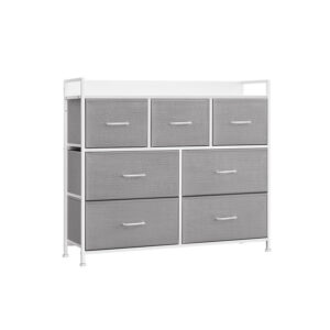 SONGMICS chest of drawers 7 fabric drawers with handles, dove gray-cloud white