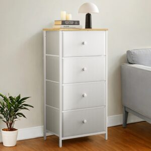 SONGMICS chest of drawers with 4 fabric drawers and metal frame in white oak color