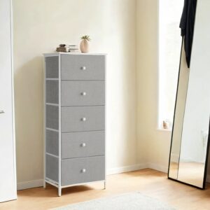 SONGMICS chest of drawers, storage cabinet with 5 fabric drawers, metal frame