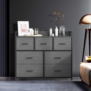 SONGMICS Chest of drawers, cabinet, 7 fabric drawers with handles