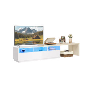 VASAGLE L-shaped TV cabinet with adjustable length cloud white-natural beige