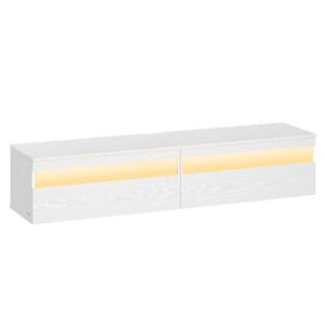 VASAGLE TV lowboard, wall-mounted, 147 x 35 x 30 cm, snow white