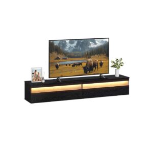 VASAGLE TV lowboard, wall-mounted, 178 x 35 x 30 cm, ebony black