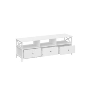VASAGLE TV cabinet 3 open compartments Steel frame white