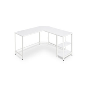 VASAGLE L-shaped computer desk, easy to assemble, maple white
