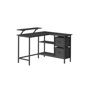 VASAGLE L-shaped desk with monitor stand and shelf