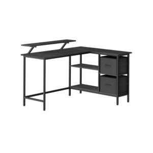 VASAGLE L-shaped desk with 2 drawers 135 x 105 cm black