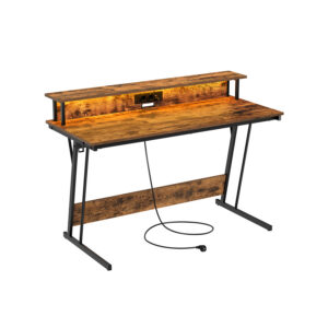 VASAGLE-kirjoituspöytä monitoritelineellä 55 x 135 x 76 cm, vintage-ruskea