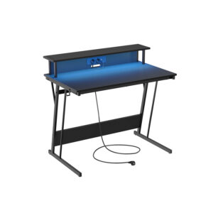 VASAGLE-kirjoituspöytä pistorasialistalla 60 x 120 x 76 cm nokimusta