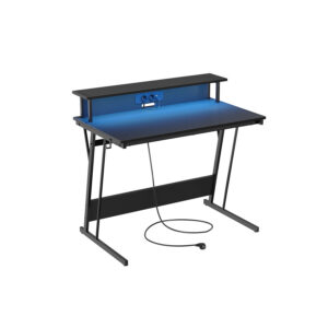 VASAGLE-kirjoituspöytä pistorasialistalla 60 x 100 x 76 cm nokimusta