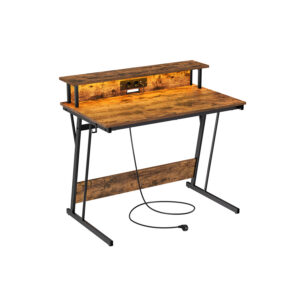 VASAGLE-kirjoituspöytä pistorasialistalla 60 x 100 x 76 cm vintage-ruskea