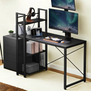 VASAGLE Table, desk with shelf, computer desk