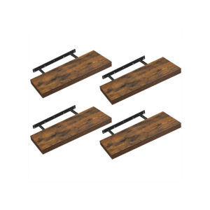VASAGLE vägghylla, 4-pack, 20 x 60 x 3,8 cm, vintagebrun