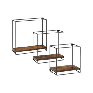 VASAGLE Set of 3 wall shelves in industrial design