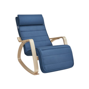 SONGMICS Gyngestol med arml?n af birketr?, midnatsbl?-naturfarvet