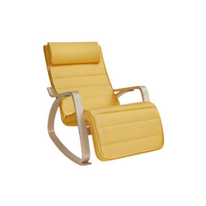 SONGMICS gyngestol med arml?n af birketr?, pastellgul-naturfarvet