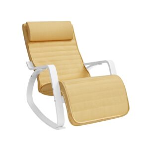 SONGMICS gyngestol med 5-trins justerbar fodst?tte pastellgul-hvid