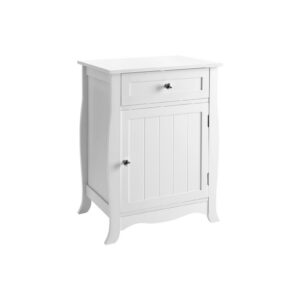 SONGMICS Country Style Bedside Table White