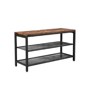 VASAGLE Shoe bench with 2 mesh shelves, industrial style