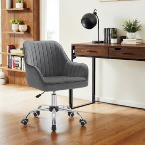 SONGMICS kontorstol, drejestol med velourbetr?k, skumpolstring