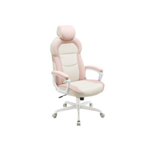 SONGMICS Desk Chair with Padded Armrests, Pastel Pink