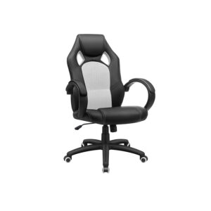 SONGMICS Ergonominen pyörivä toimistotuoli, musta-valkoinen