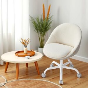 SONGMICS hjemmekontorstol, makeupstol i fleece, skrivebordsstol