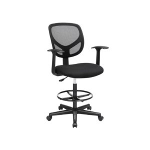 SONGMICS arbejdsstol, 2 stk. s?t, ergonomisk kontorstol med arml?n, s?deh?jde 55-75 cm, h?j drejestol med justerbar fodring, belastbarhed 120 kg, sort OBN25BK-2