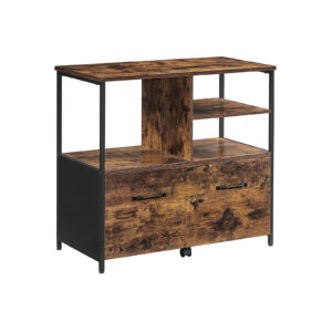 VASAGLE Teollisuustyylinen arkistokaappi Vintage-ruskea-musta