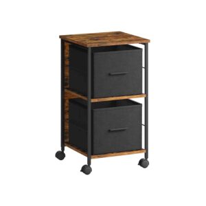 VASAGLE filing cabinet with 2 drawers, vintage brown and ink black